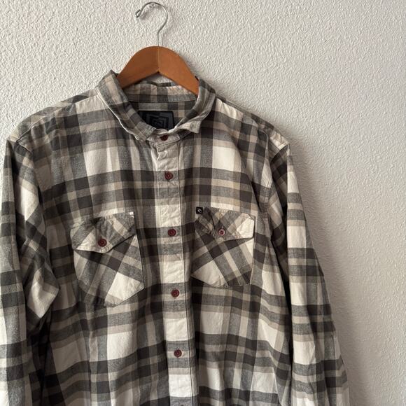 Rip curl Plaid Flannel Shirt Mens XL Fall vintage y2k gray - Picture 4 of 6